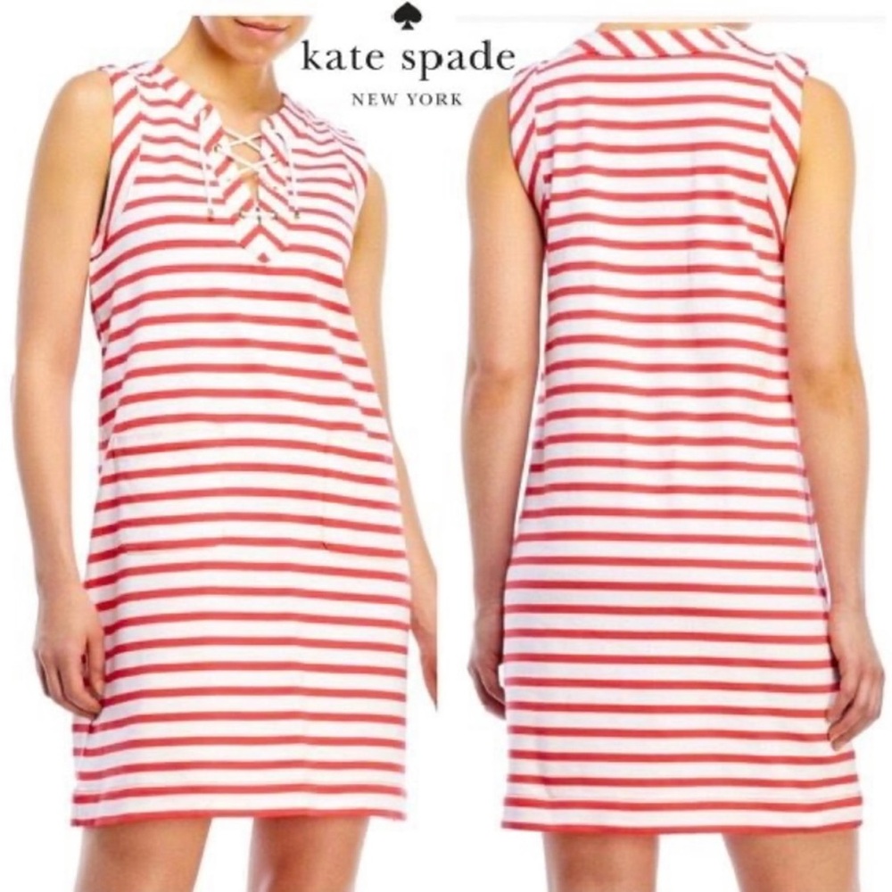 Kate Spade Cotton Lace-up Jersey Dress Medium